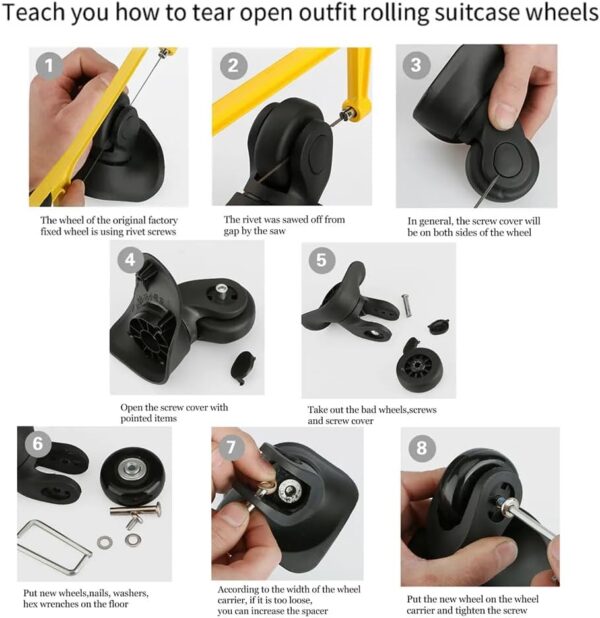 Roulette valise remplacement SUPECHUNYI caoutchouc-3