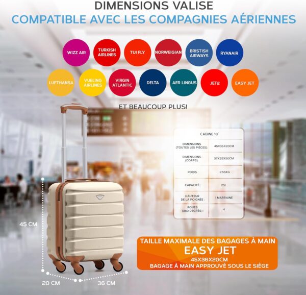 Bagage cabine Flight Knight ABS rigide 4 roues TSA-2