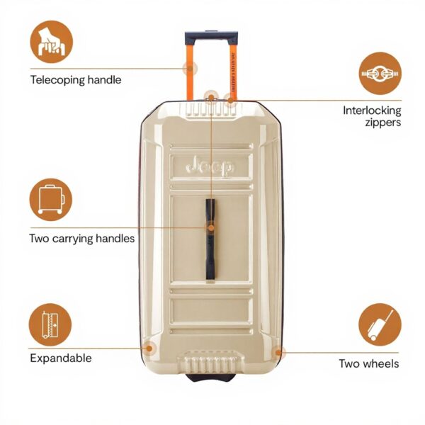 Valise rigide extensible Jeep deux roues ABS PC robuste