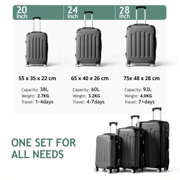 Set de valises LEADZM ABS roues pivotantes 3 pièces voyage