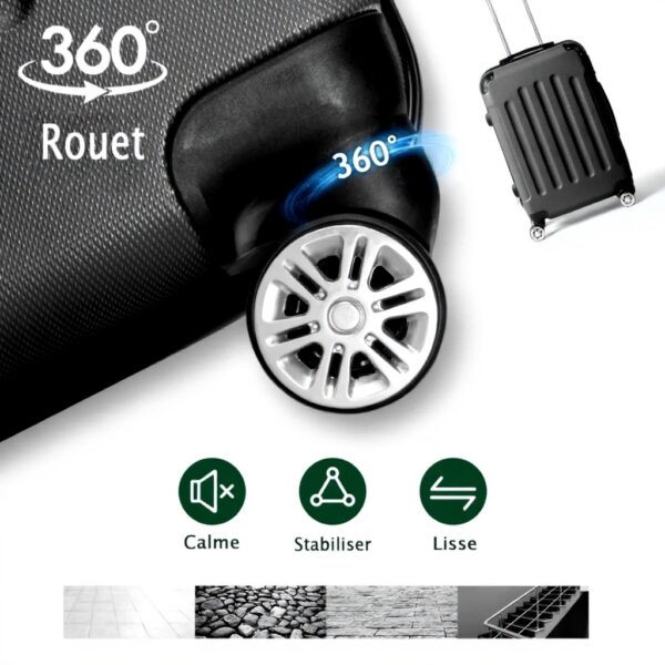 Set de valises LEADZM ABS roues pivotantes 3 pièces voyage
