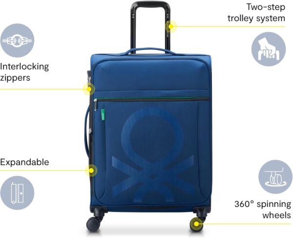 Valise cabine Benetton Color Block extensible roulettes-1