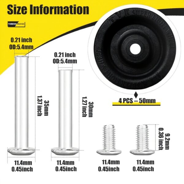 Roulettes de rechange pour valise 50x16mm Noir-3 durable