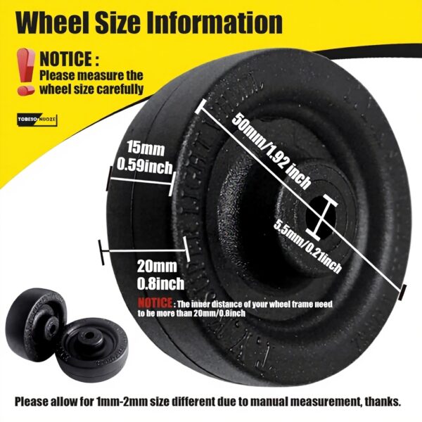 Roulettes de rechange pour valise 50x16mm Noir-3 durable