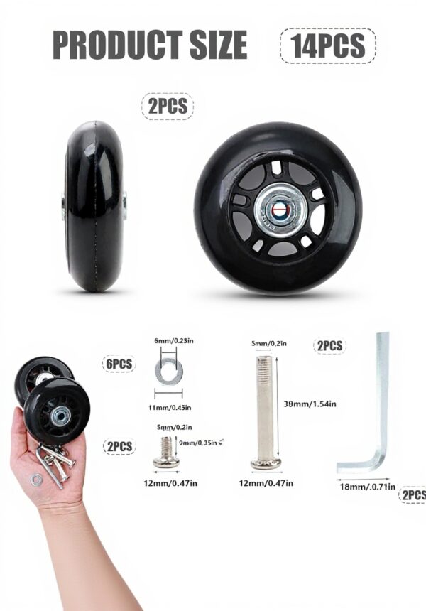 Roulette valise 70x24mm cxxtkcxxlc caoutchouc durable
